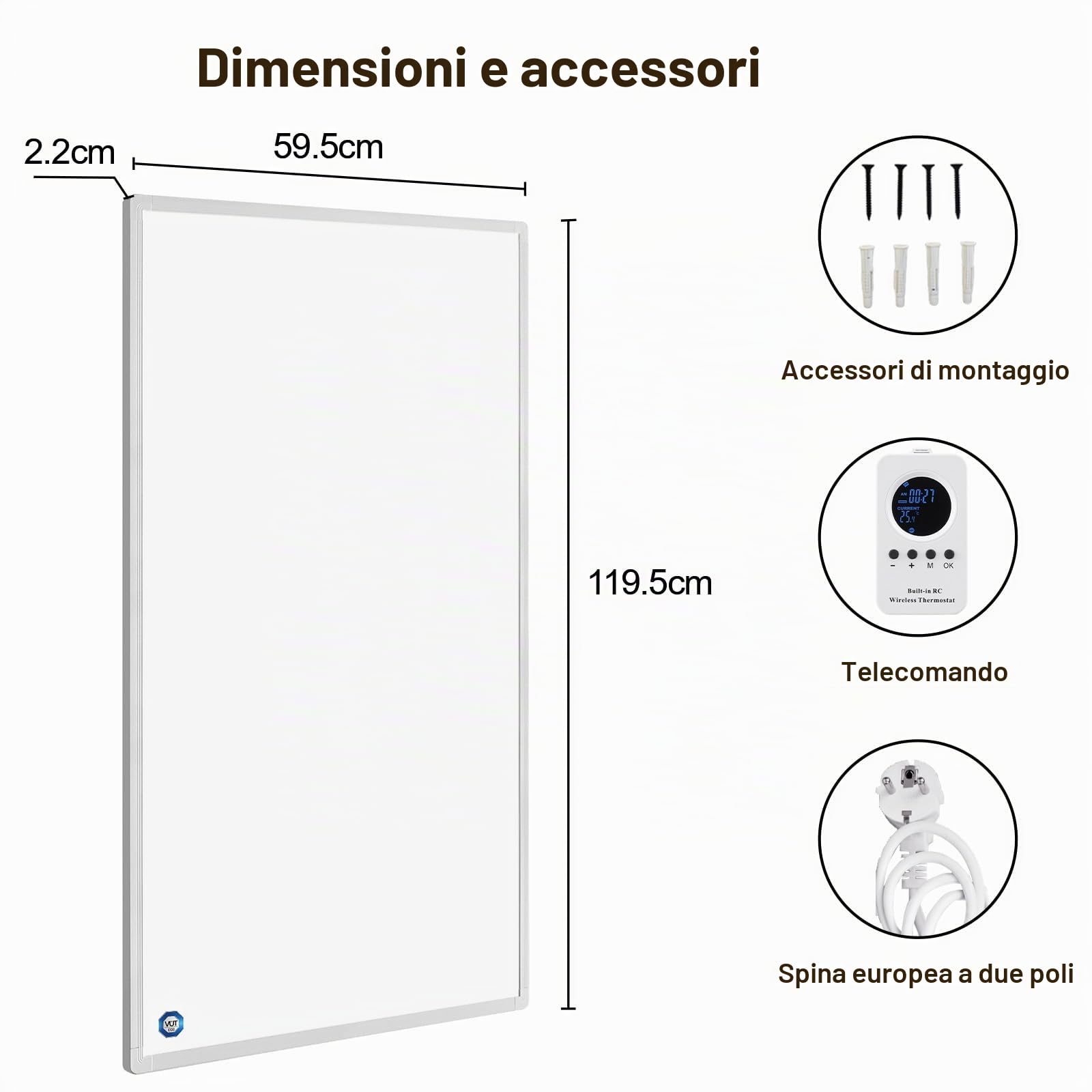 Pannello Radiante Infrarossi 800W, Stufetta Elettrica da Bagno | Riscaldamento al Grafene, Installazione a Parete, Termostato, Risparmio Energetico, Silenzioso, TÜV, Aurora Boreale