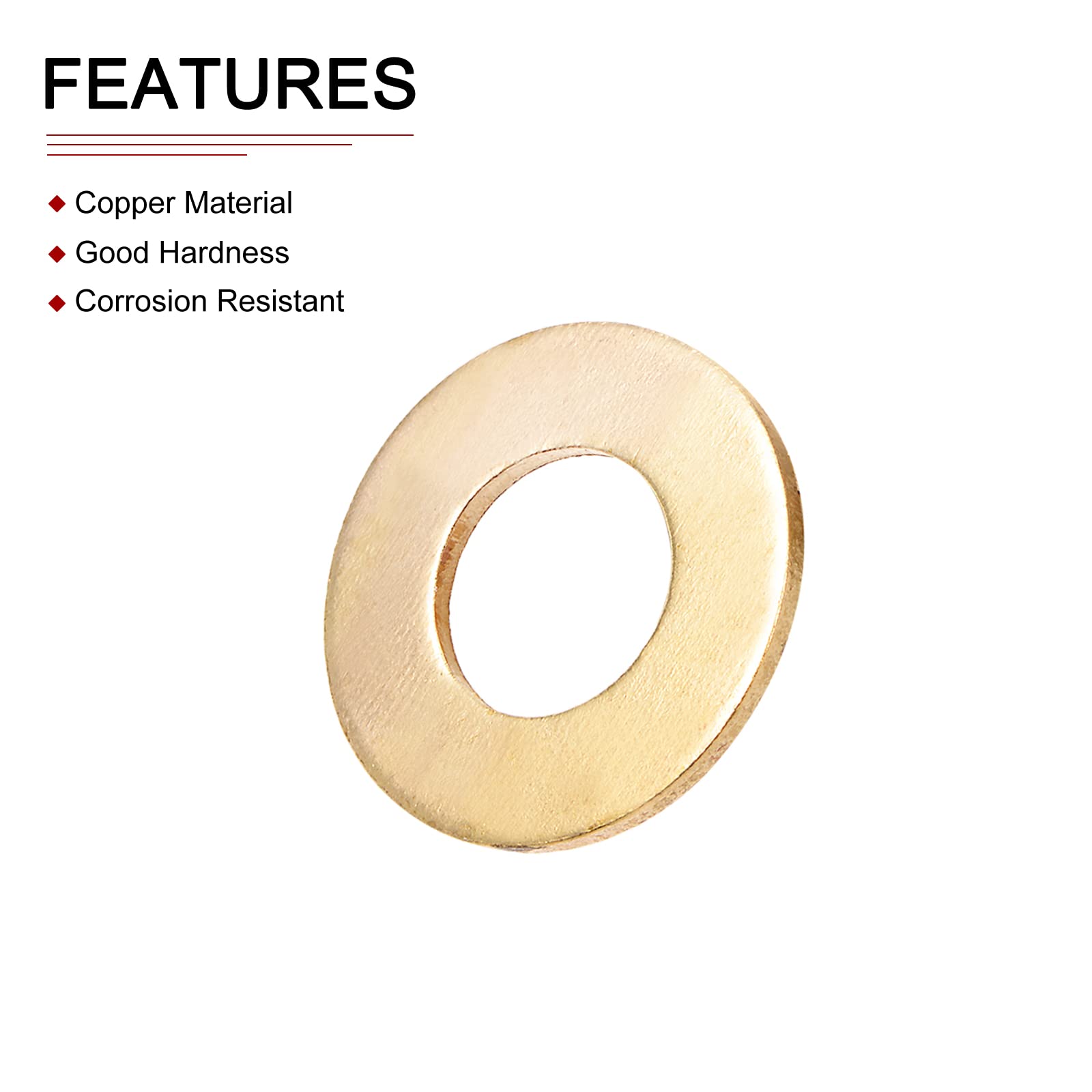 DTGN 14.2mmx28mmx2mm(IDxODxT) Flat Brass Sealing Washers - 10Pack - Good for Industrial Machinery M14 Screws - Brass Flat Ring Gaskets - Image 3