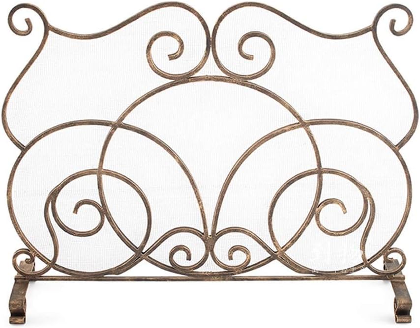 Wrought Iron Fire Screen Spark Guard - European Decorative Fireplace Partition for Living Room & Heater Protection - Stylish Home Décor Accessory
