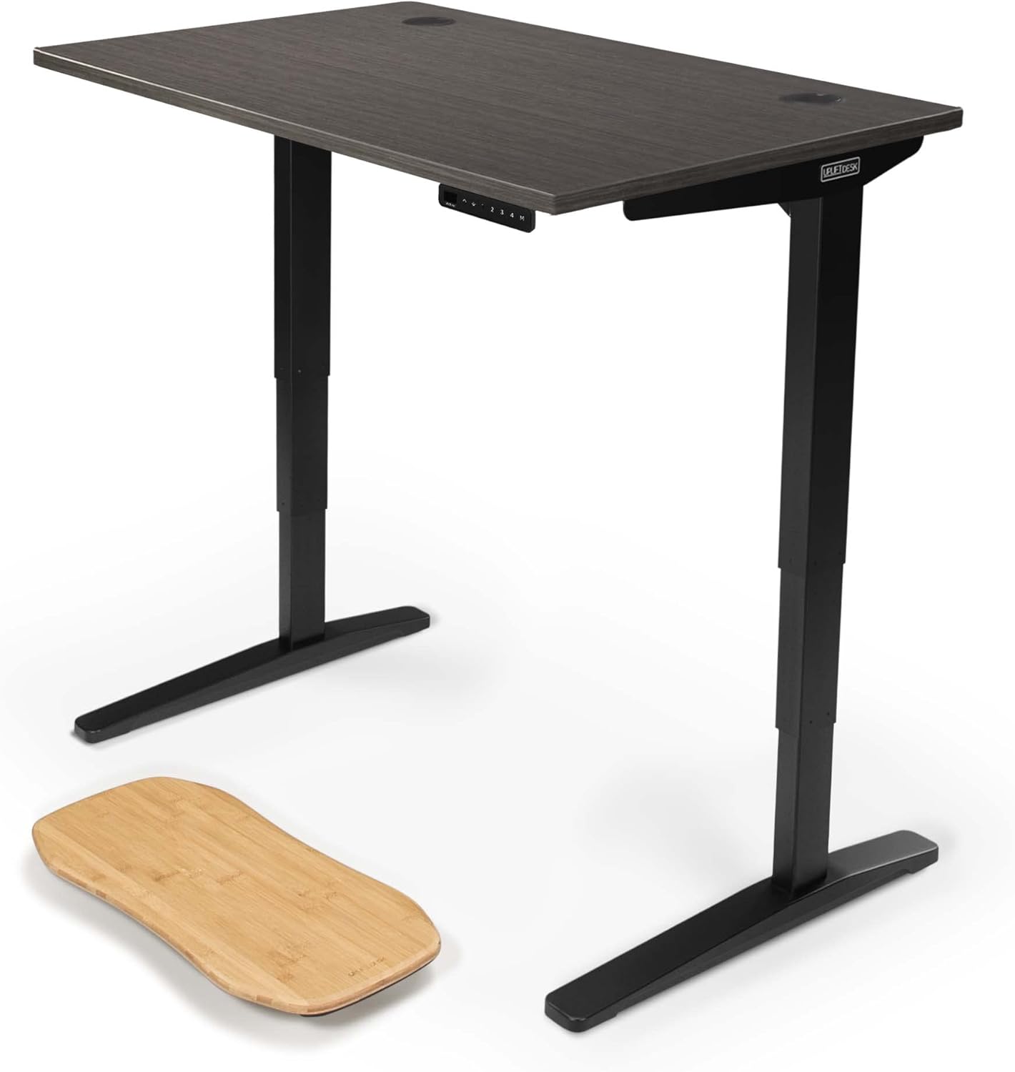 UPLIFTDESK V3 2-Leg Ash Gray Laminate Wood Standing Desk – Adjustable Height, Advanced 1-Touch Memory Keypad, Under Desk Cable Management, Wire Grommets & Rocker Board (Black C-Frame, 48 x 30 inch) 48" x 30" Ash Gray Lam Desktop / Black Frame - Image 1 of 9
