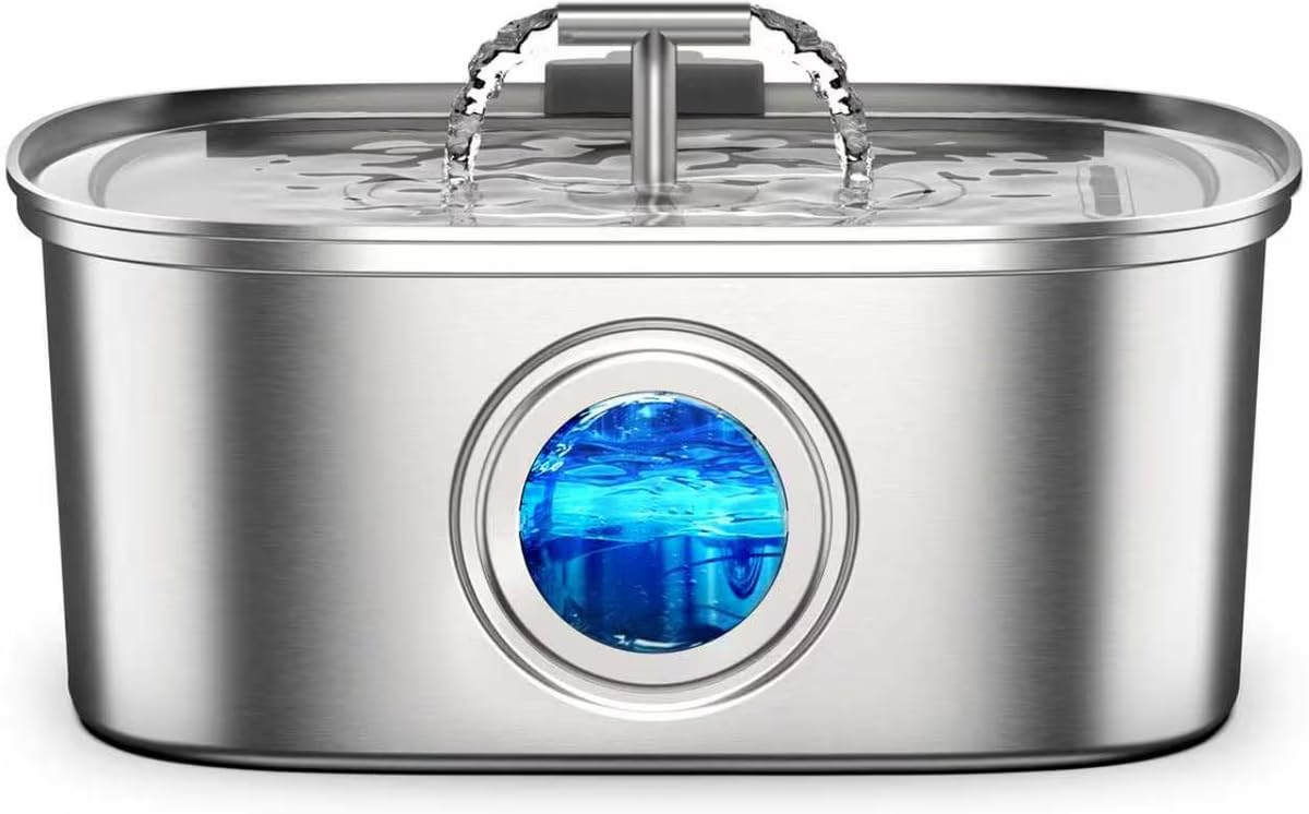 Assembled Casfuy PWS-133 water fountain with T-shaped spout and water level window.