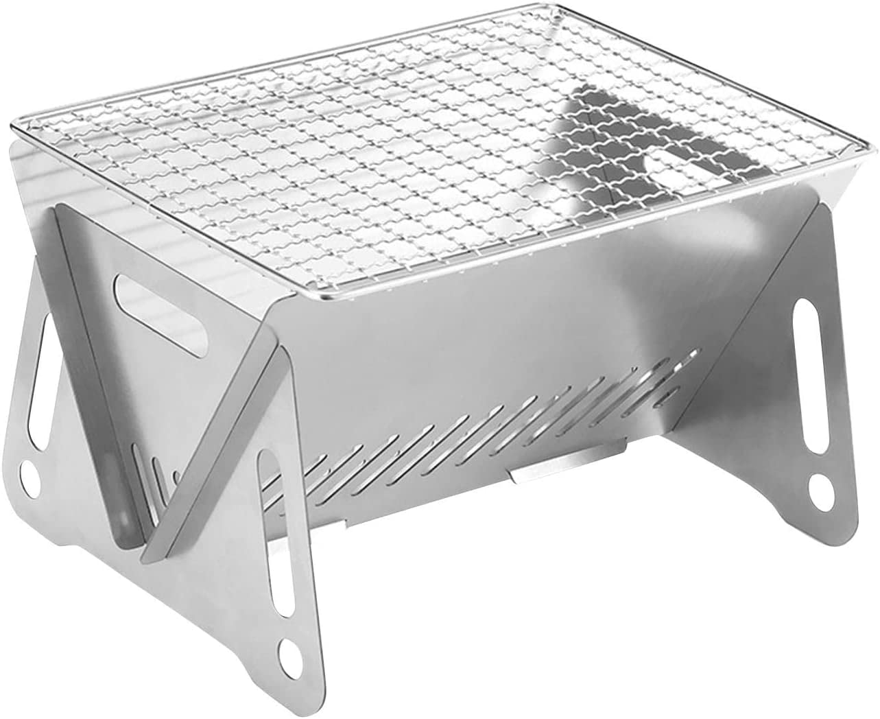 Barbecue de camping portable inox pour pique-nique en plein air et jardin de maison
