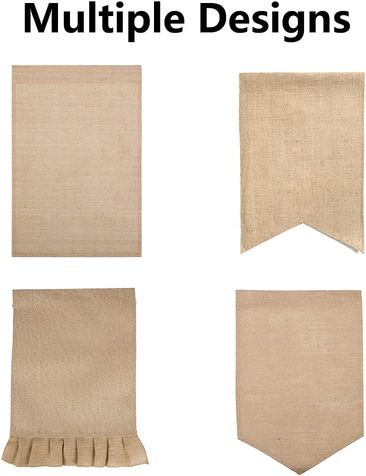 Muka 6 Pcs Blank Garden Decorative Flags, Burlap Banner Flags for Decorating, 12" X 18"-Ruffle Flag