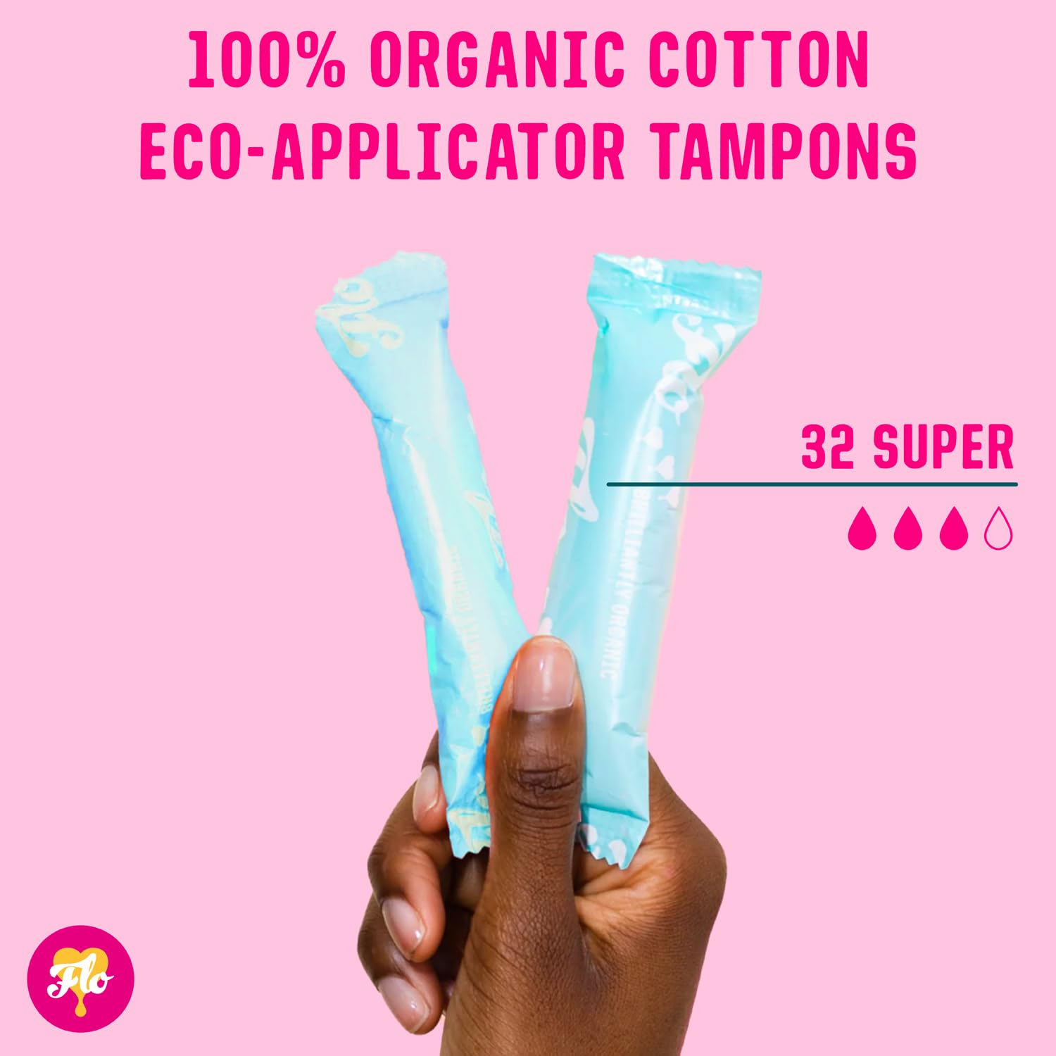 FLO Organic Cotton Super & Regular Tampon Bundle (64 tampons)