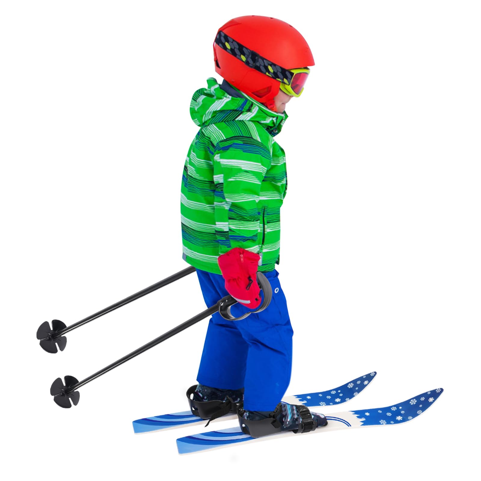 Skis à double planche pour enfant - Bleu - ABS/PE/acier - Fixations bidirectionnelles - Avec bâtons de ski et fixations antidérapantes - Stable et léger - Pour enfants de 2 à 8 ans - Neige herbe sable