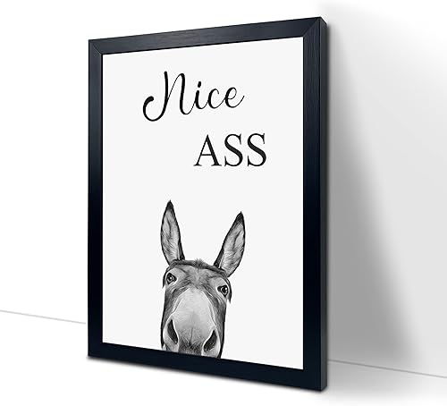 Vista 74 de YongArt Decoración de baño enmarcada en negro, divertido arte de pared de vaca de las tierras altas en bañera, 8 x 10 pulgadas Arte de pared de vaca