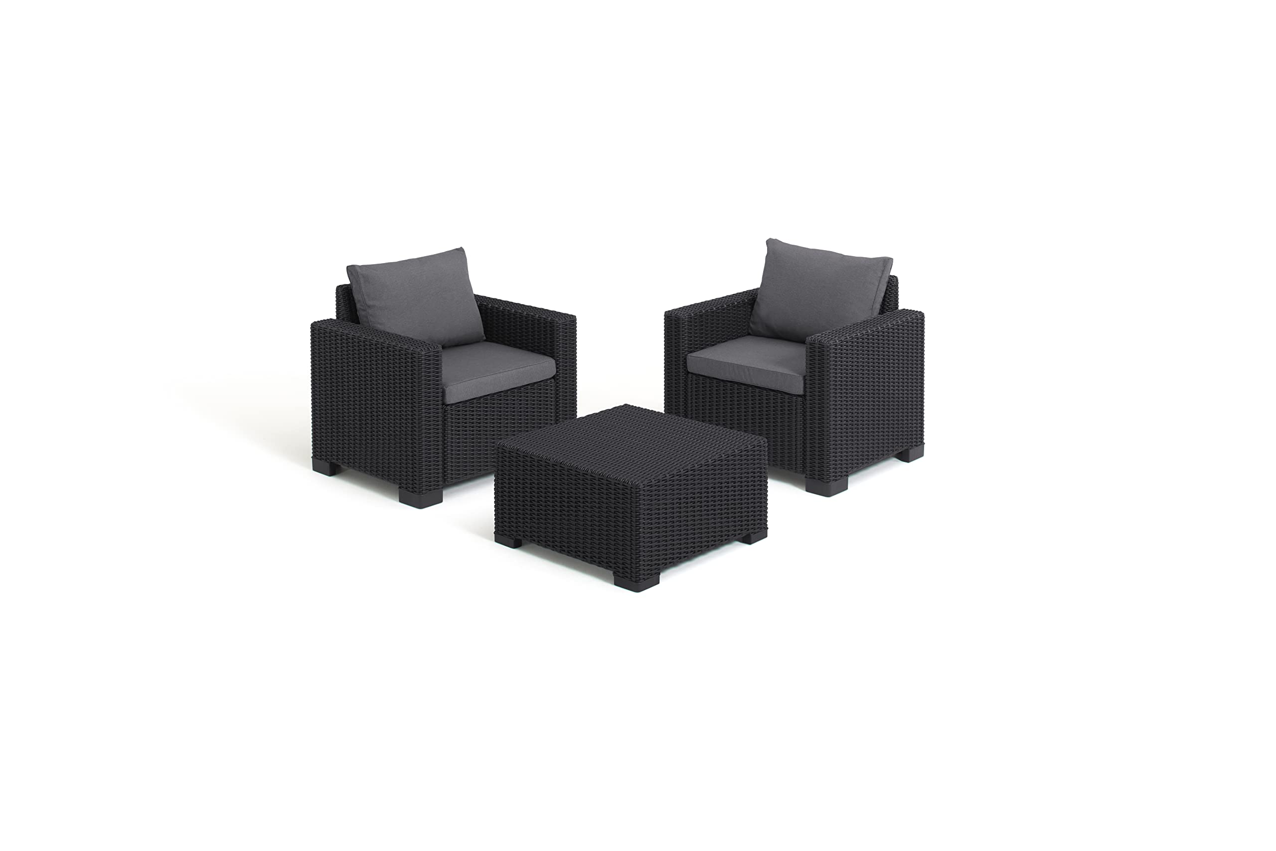 Keter Set 2 divanetti da esterno California adatti per arredare il giardino con cuscini inclusi, color grafite 83x68x71 cm