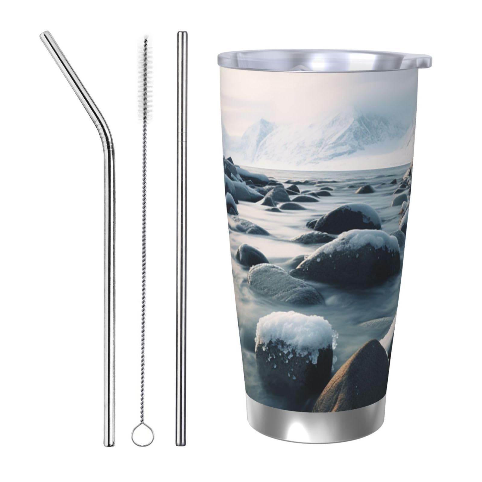 Tasse à café isotherme 591ml gobelet inox avec paille pour bureau