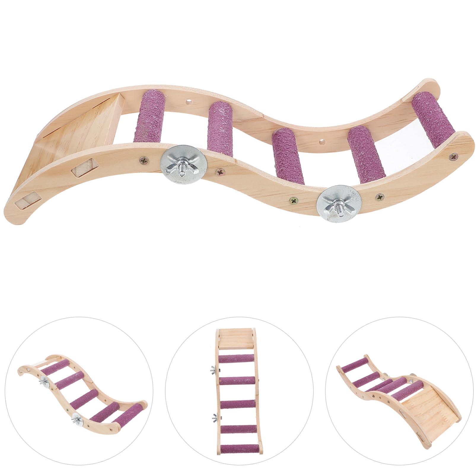 GALPADA Parrot Wooden Ladder for Birds Climbing Plaything for Bird Cage and Wear Resistant Bird Standing Parrot Owners Easy to Use and Install