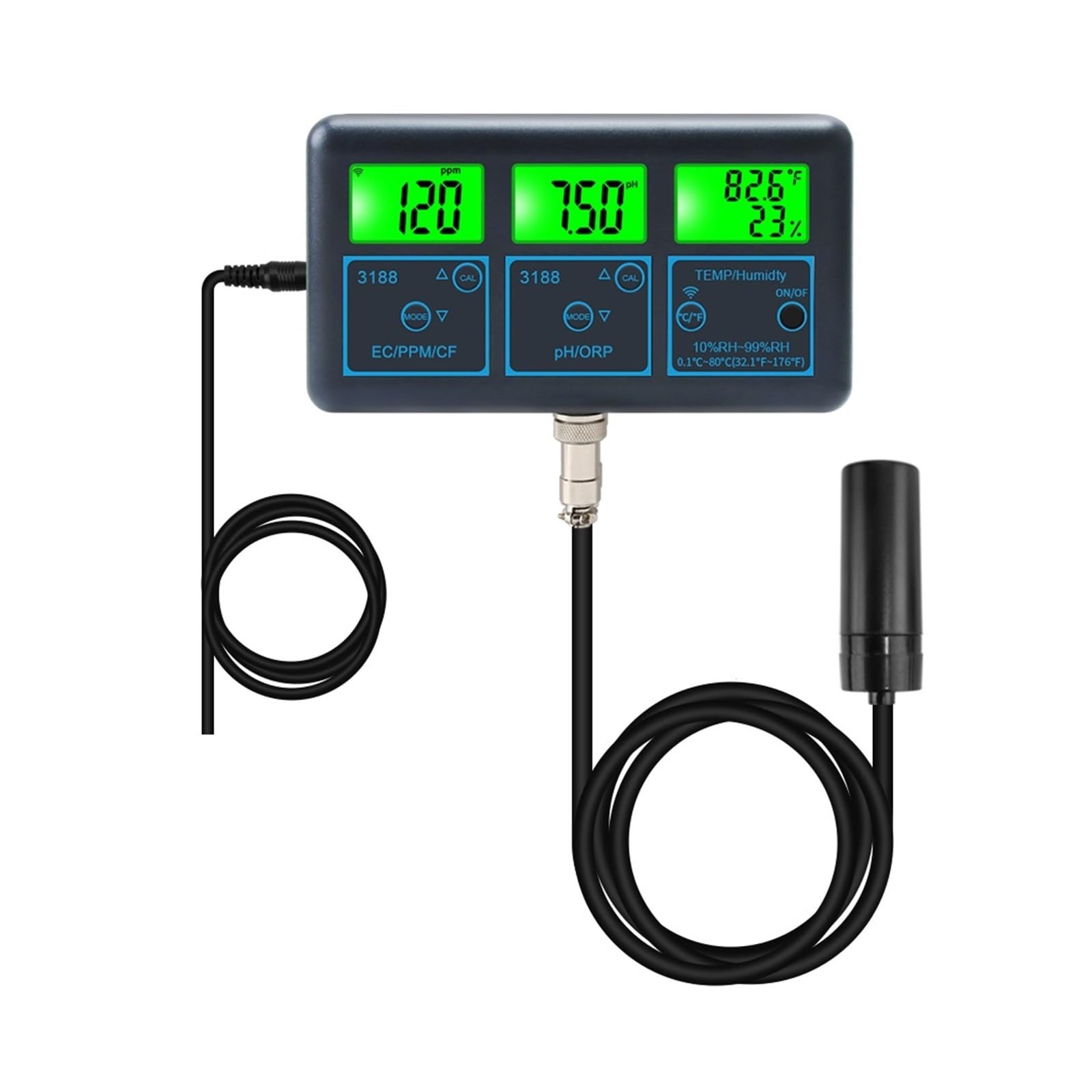 WiFi 7 in 1 Misuratore di PH Temp TDS CF RH EC ORP Tester for Acqua Tuya Smart Online Monitor Analizzatore Digitale for Acquario Piscina Idroponica Rilevamento Rapido E Preciso