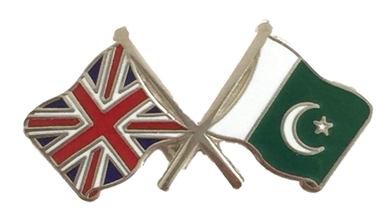 UNION JACK & PAKISTAN FRIENDSHIP NATIONAL FLAGS ENAMEL LAPEL PIN BADGE