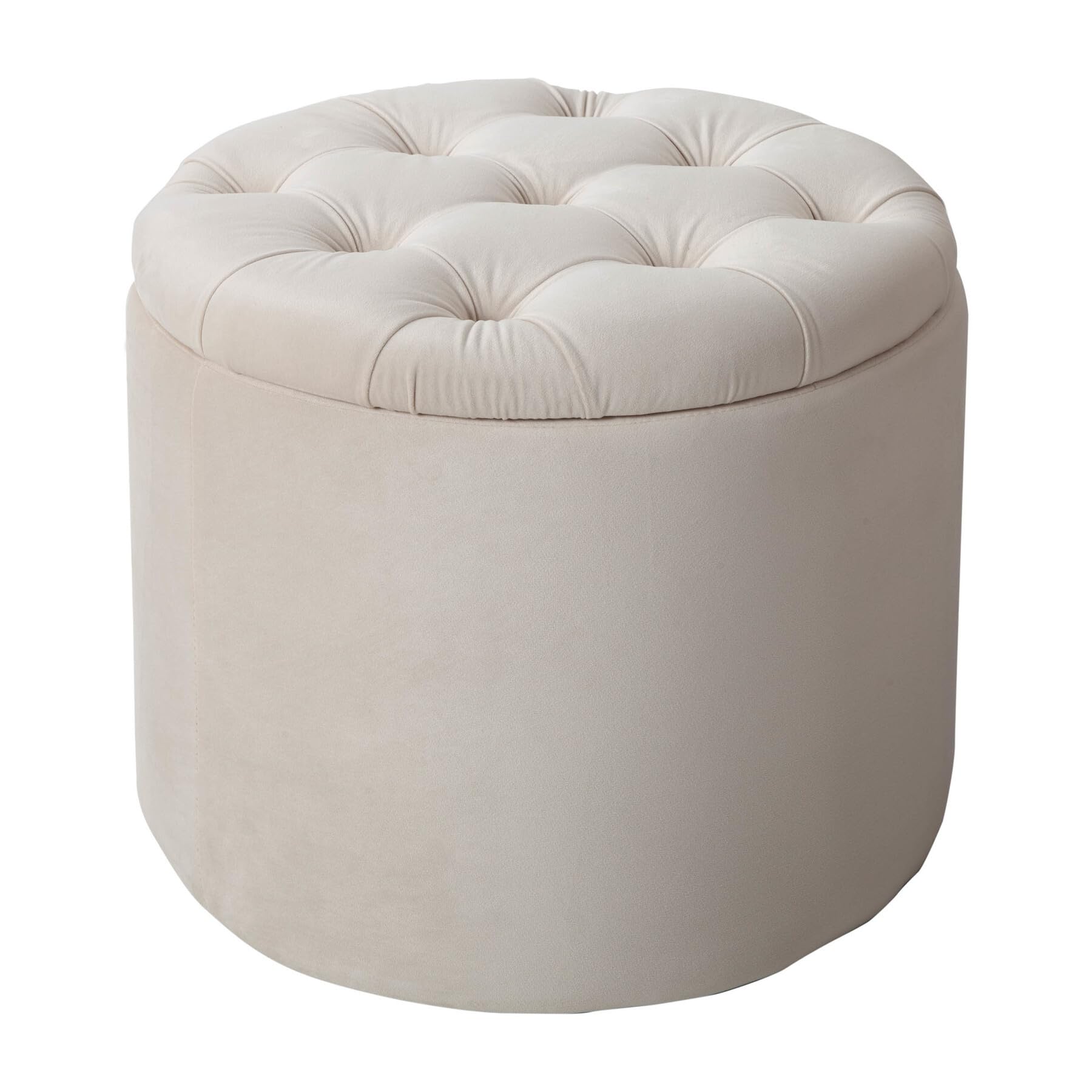 Riess Ambiente Eleganter Hocker MODERN BAROCK 50cm beige Samt Samt Couchtisch Tisch Aufbewahrungskorb Sitzhocker