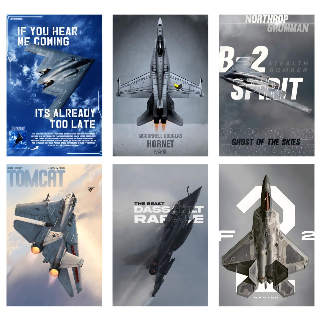 Military Aircraft Collection Wall Poster Set of 6 | A4 Size 29.7 x 21 cm, 300 GSM Premium Art Print-image-32