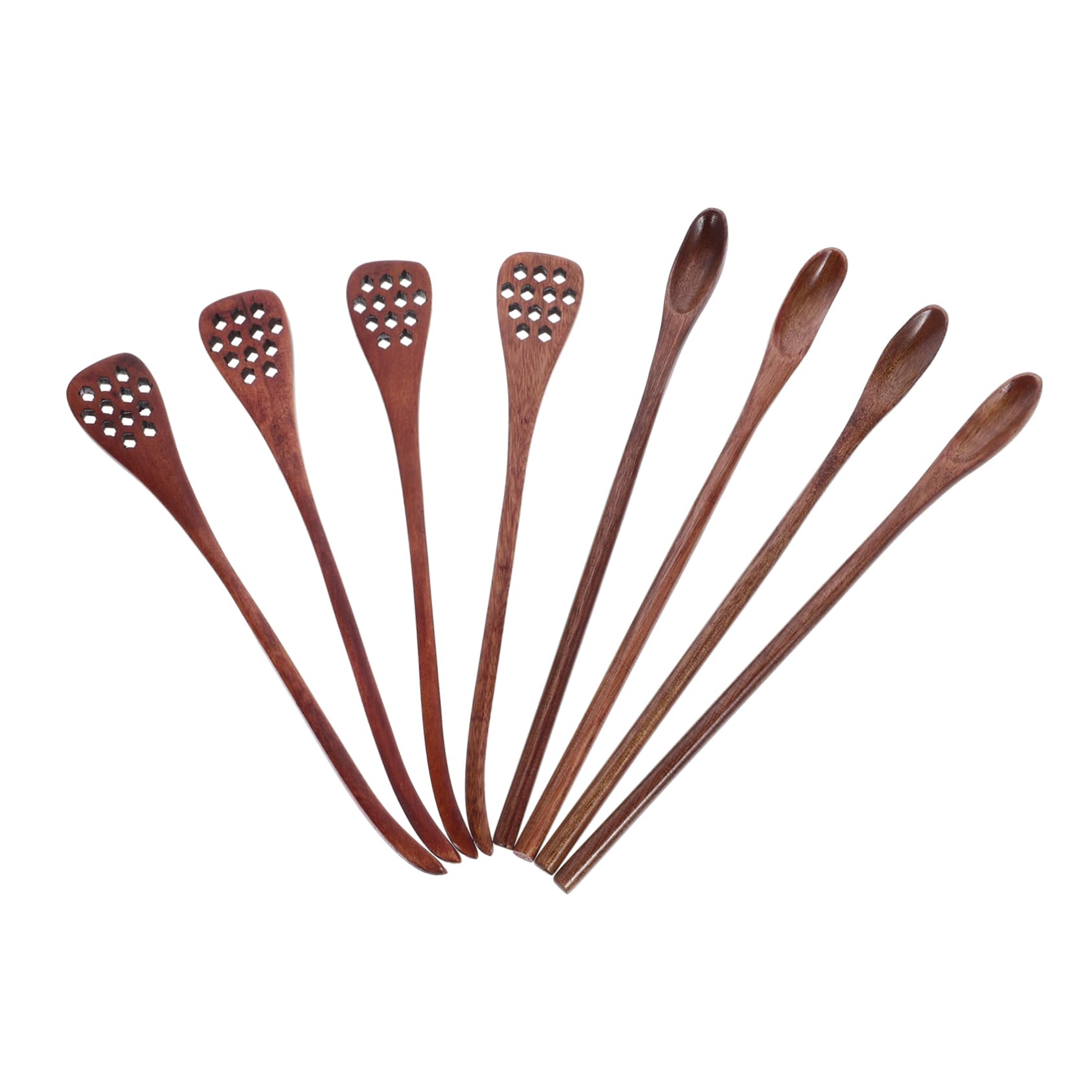 Amosfun 8Pcs Wooden Coffee Stirrers Multipurpose Honey Stirrer Sticks Smooth Handle Mixing Spoon for Tea Coffee and Desserts for Adults