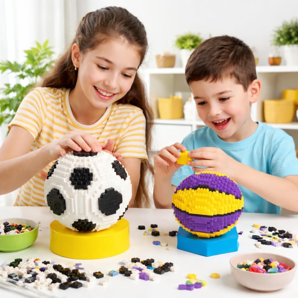 Soccer Building Blocks 850pcs - STEM Educational Toy for Kids Ages 8+, White & Black Football Bricks for Creative Play