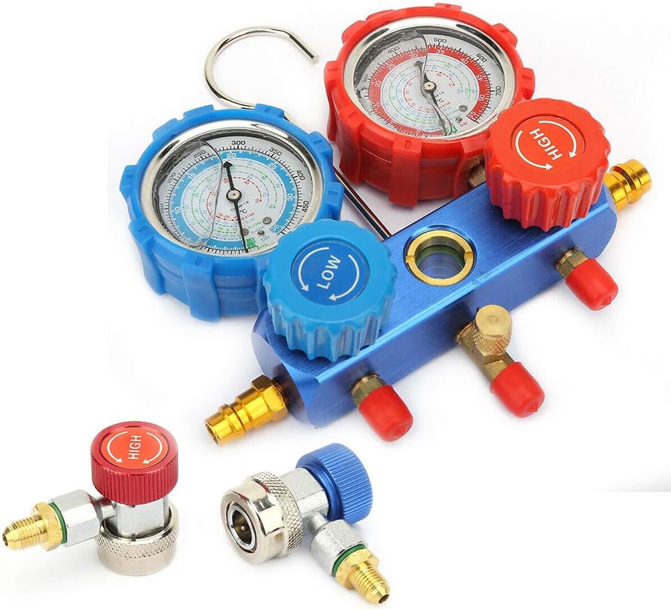 Car Refrigeration Diagnostic Tool Dual Manifold Gauges Valve Set with Valve for R134A R12 R22 R410A
