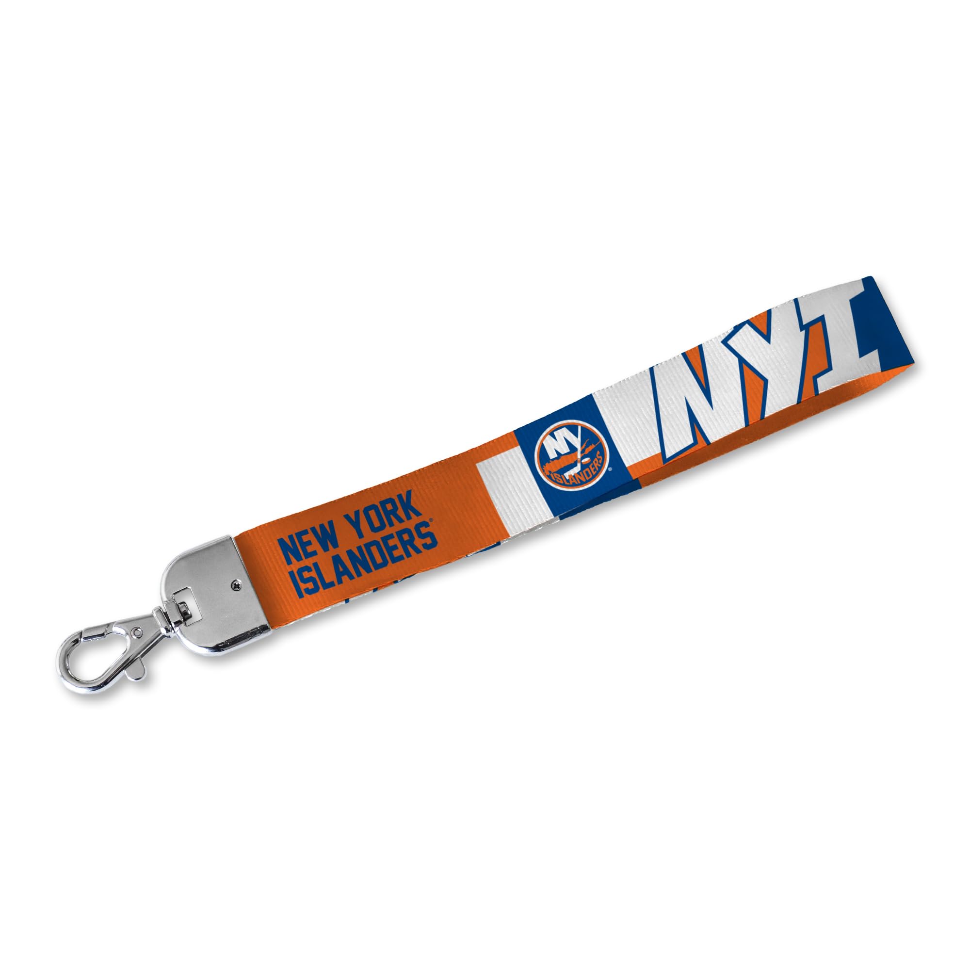 Rico Industries NHL Hockey New York Islanders Standard Wrist Lanyard Key Chain, Cute Wristlet Strap Keychain Holder for Women Men Car Keys ID Badges Card Wallet Phone Camera