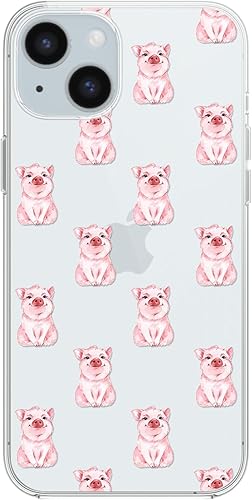 Blingy's Funda para iPhone 15, para mujeres y niñas, diseño de cerdo divertido diseño de animales de dibujos animados, funda protectora transparente