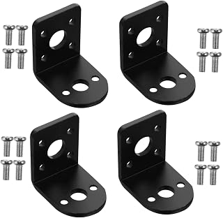 4 Sets Bracket Dc Motor Mount Bracket Gear Reduction Motor Holder Gear Dc Motor Miniature Holder Small Stand Mini Dc Motor Horizontal Mounting Brackets DIY Stands Tools Metal Black