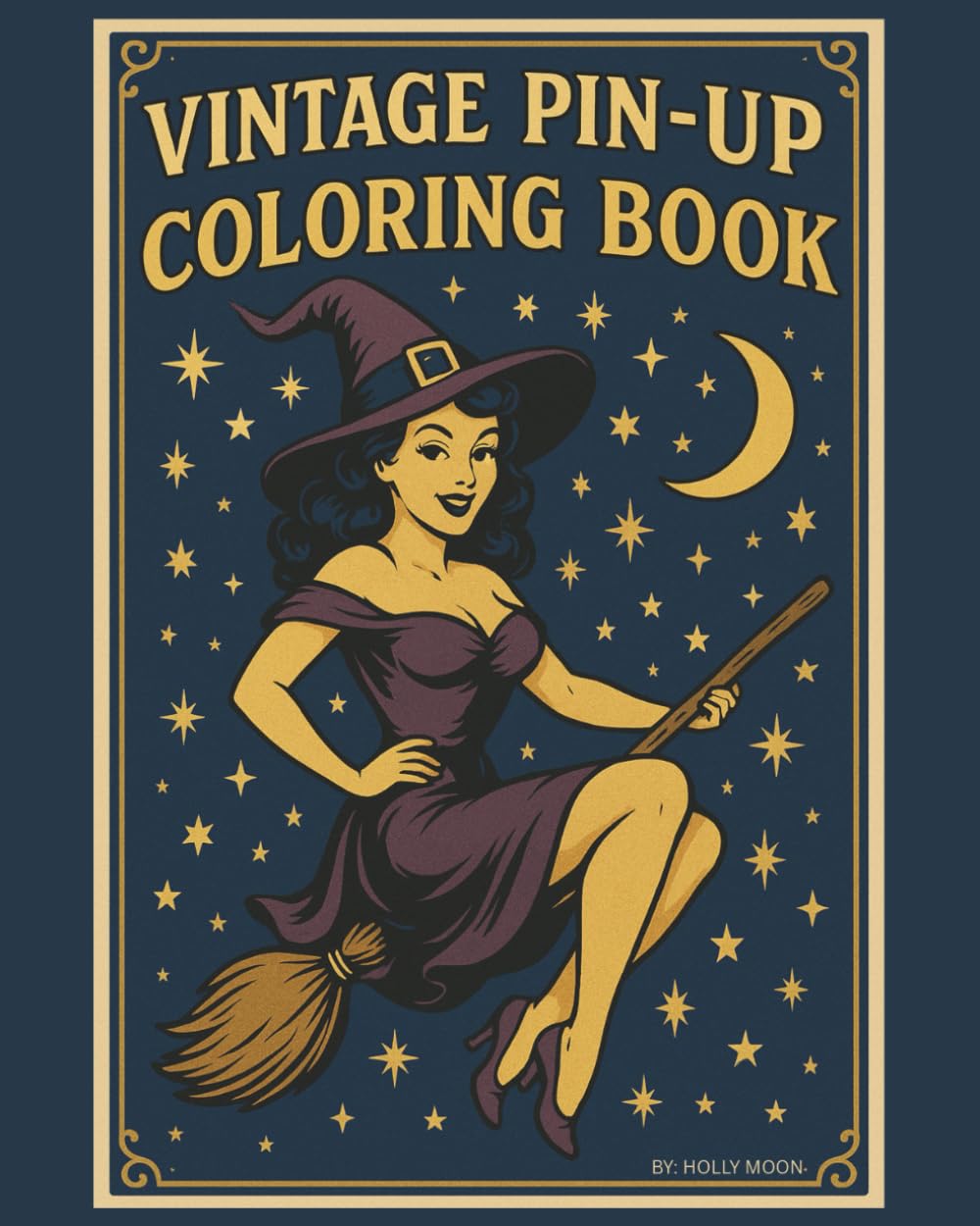 Vintage Pin Up Witch Coloring Book