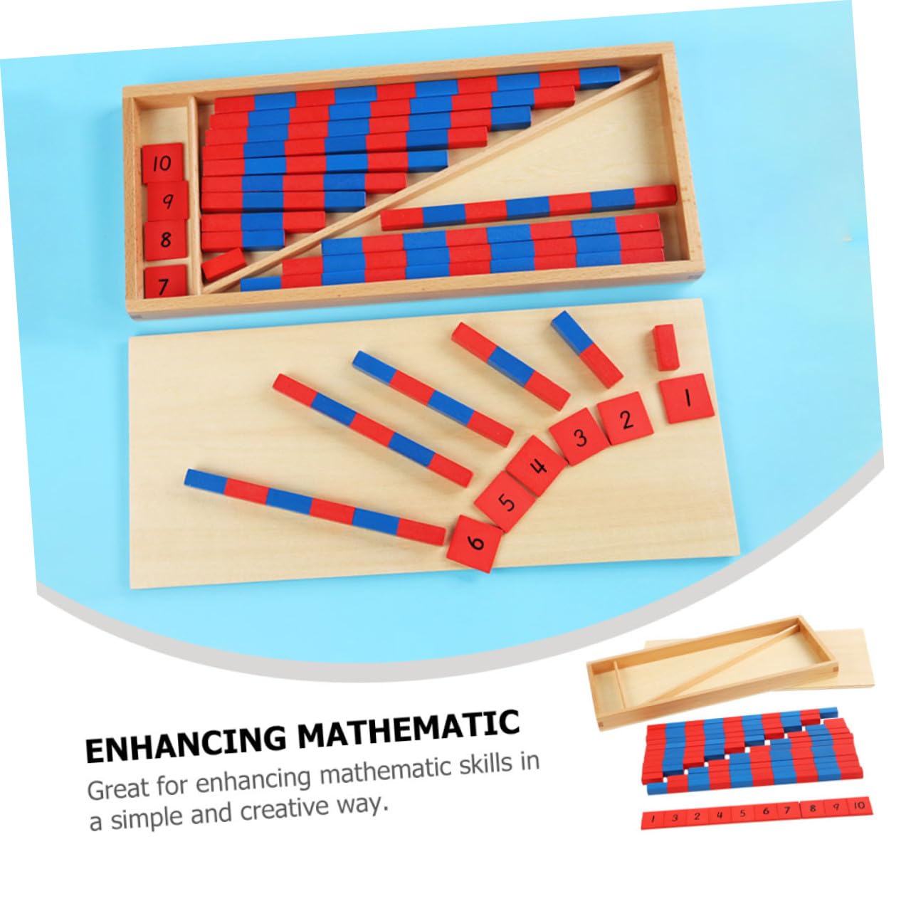 VANZACK Giocattolo Didattico Montessori Numeri Rosso Blu Plastico | Ambiente Educativo e Scuola Materna, per Bambini e Bambine, Abilità Operative Matematiche