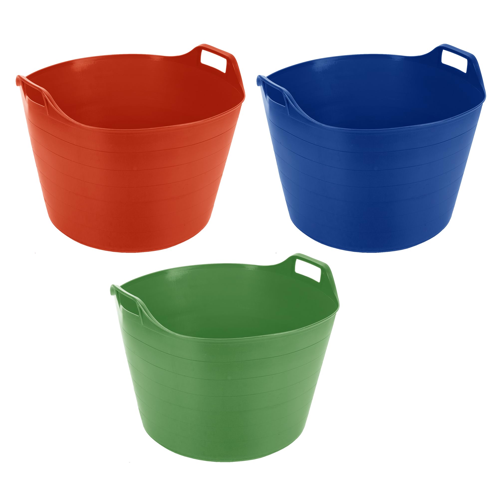 M1ss 75L Flexi Set Of Orange, Blue And Lime Green Colour - Made In Uk - 50L Bin With Lid Clip Locking Lid / 26L Flexi Tub / 42L Flexi Trug / ( Bucket)