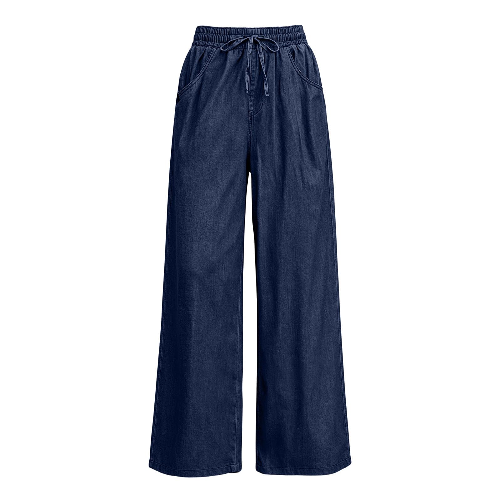 Générique Pantalon Femme Large Taille Haute Fluide Cordon Poches Casual Confortable Pantalon Au Tissu Doux, Vêtement Agréable À Porter, Tenue Idéale pour Les Journées Quotidiennes Et Loisirs