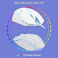 Vista 4 de CHONCHOW TKL - Teclado para juegos con cable de 87 teclas, retroiluminación LED arcoíris, teclado blanco y mouse 3200DPI Combo compatible con PC