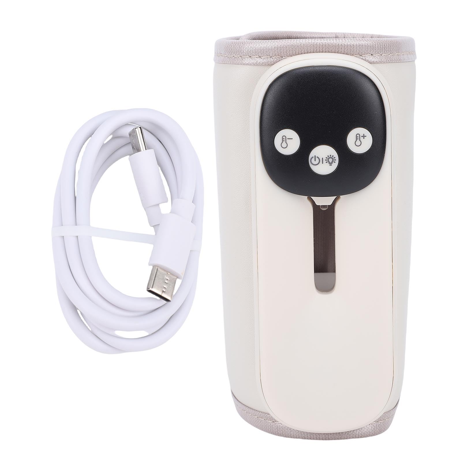 Cocoarm Calentador de Biberones Portátil, Envoltura Calentadora de Biberones Recargable con Funda de PU ABS, 11 Configuraciones de Calor Luz Nocturna con Pantalla LED de 95 a 131F, para Alimentación