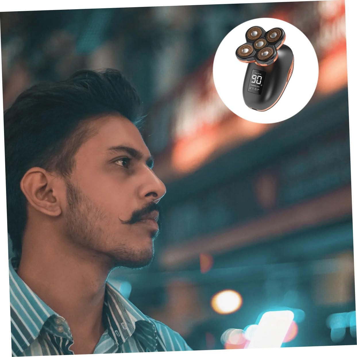 Healeved Afeitadora Eléctrica de 5 Cabezales para Hombre Pantalla Lcd, Carga Usb, Mango Cómodo de Abs y Diseño Seguro que No Irrita la Epidermis, Adecuado para Uso Diario
