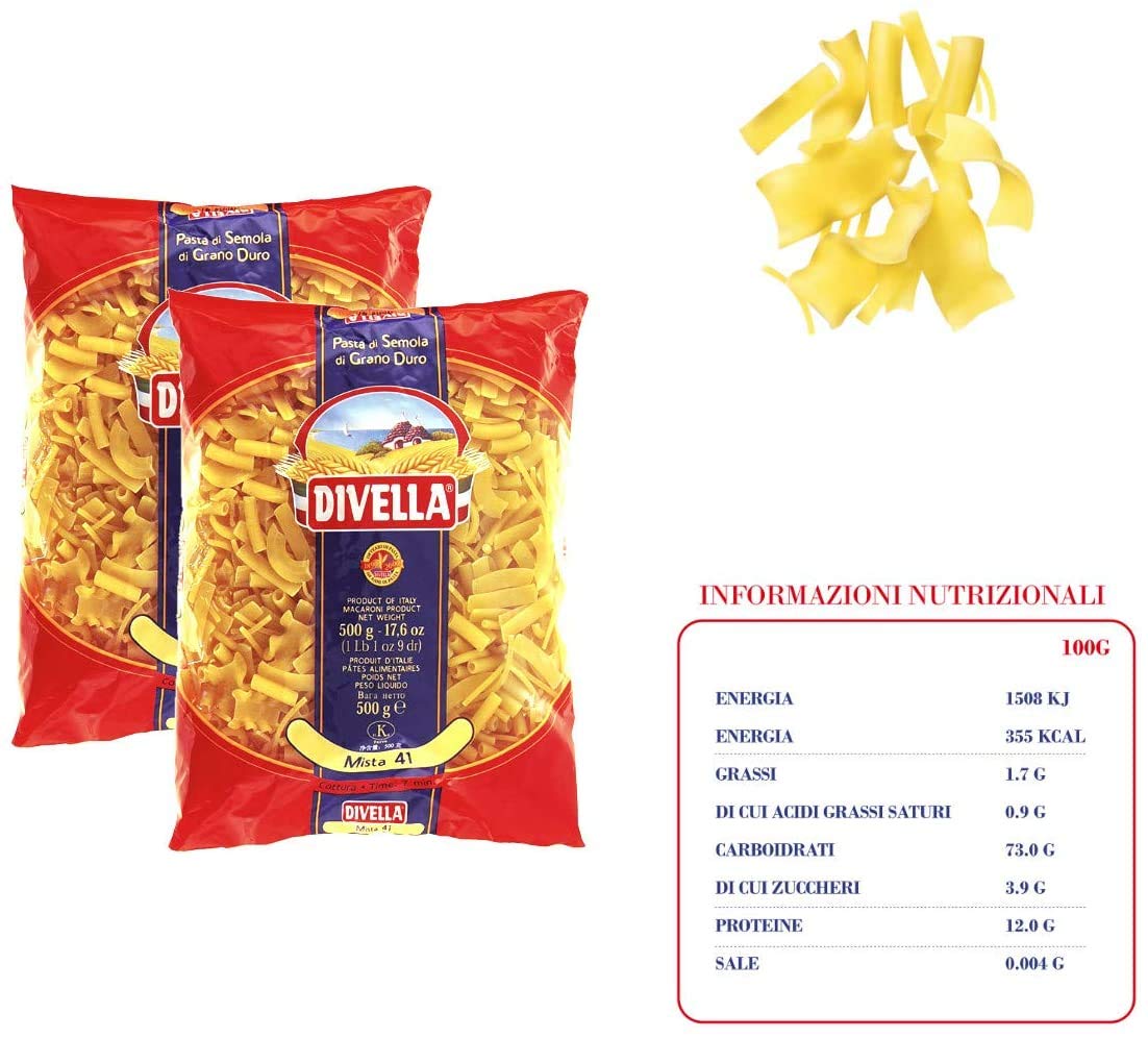 DIVELLA KIT 12 CONFEZIONI DI PASTA DA 500gr (FUSILLI, RIGATONI, PENNE ZITI, VERMICELLI, MISTA, PATERNOSTI RIGATI) + 3 BOTTIGLIE DI PASSATA DI POMODORO DA 640gr
