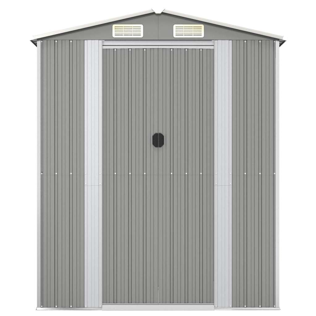 Casetta da giardino 192 x 108 x 223 cm, in acciaio zincato, grigio chiaro