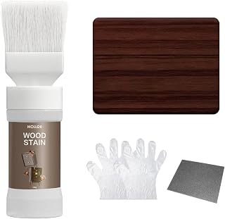 Built-in Brush Wood Stain, Water Based Dark Oak Wood Stain and Sealer in One - No Priming, No Topcoat Required, Fast Dry|Low Odor|Non-Toxic, Perfect for Craft, Furniture (150g/5.29 OZ)