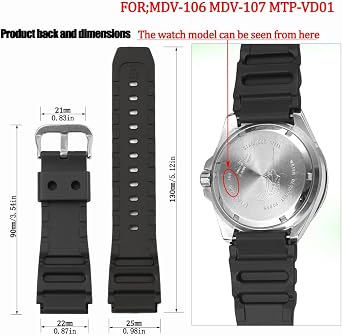 Silicone watch strap Compatible with Casio MDV106 series AMW320R AMW320D outdoor sports watch band 22mm unisex wristband