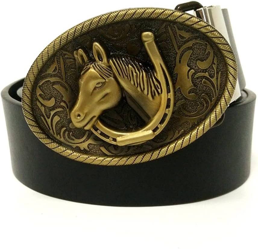 Mens Large Vintage Western Belt Buckle Arabesque Horse Pattern Rodeo