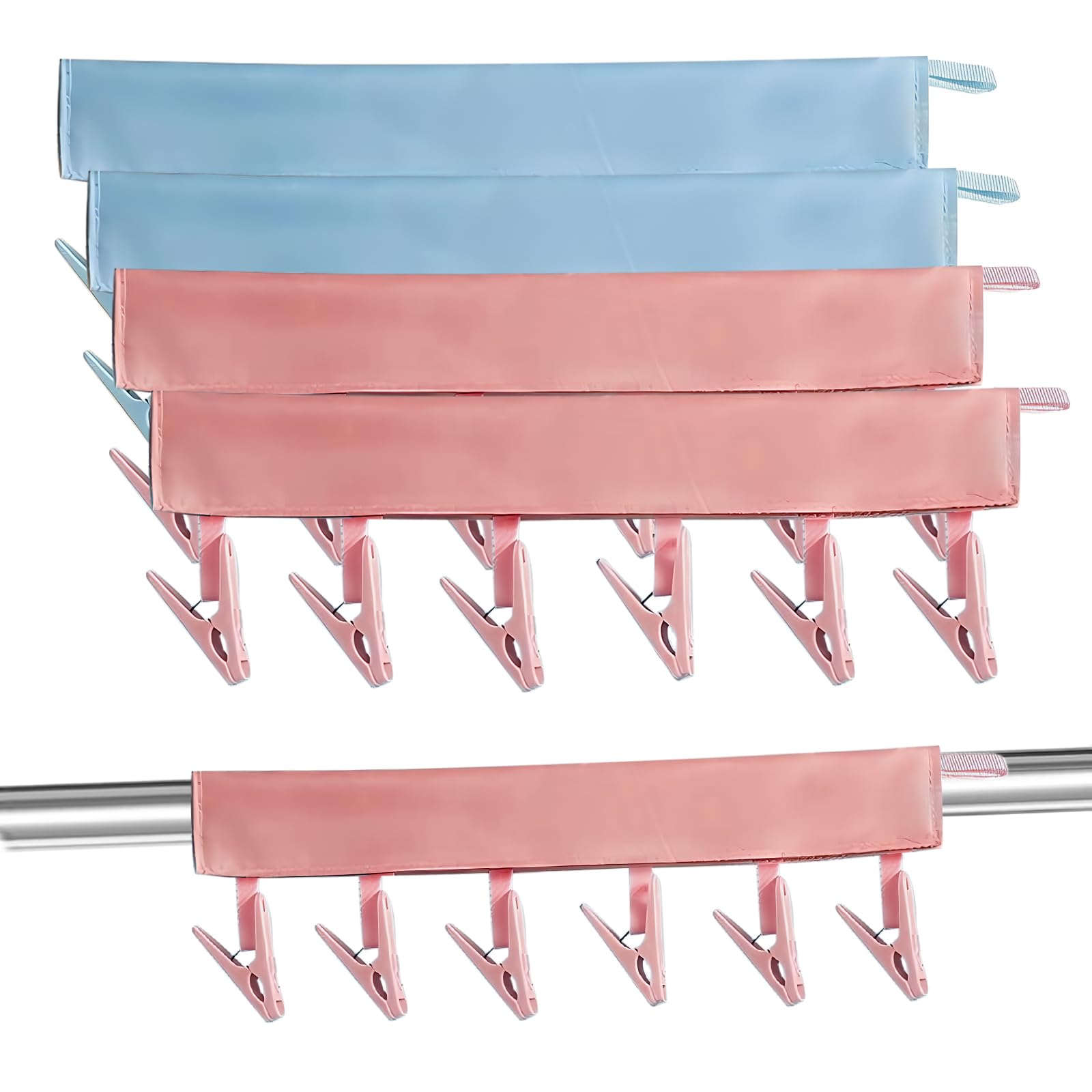 Sock Peg Hanger for Heated Airer 4PCS 6-Peg 12.8" Heated Airers Socks Dryer with Pegs,Sock Hangers for Drying,Folding Clothes Drying Rack,Sturdy Clips for Socks/Lingerie,Ideal for Travel & Home