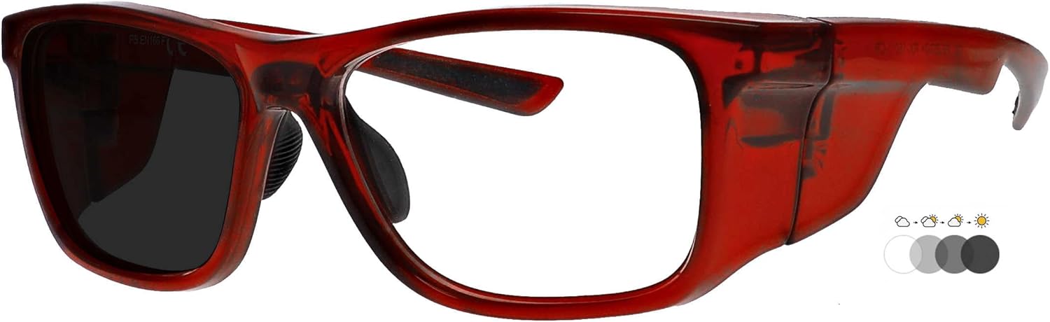 フォトクロミック安全メガネ 15011 - トランジション安全メガネ - TR-90フレーム&amp;統合サイドシールド付き