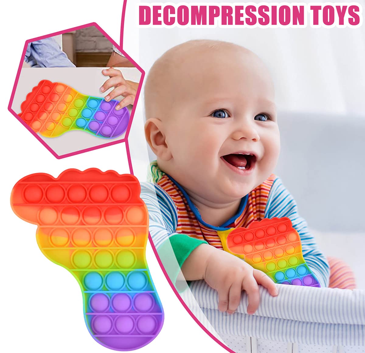 2Pcs Push Pop Fidget Toy, Bubble Sensory Fidget Toy, Simple Dimple Hand