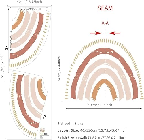 Funlife Large Boho Rainbow Wall Decals Peel And Stick, Self Adhesive Boho Polka Dot Wall Decal Hearts Wall Sticker For Girls Bedroom Decor, Kids Nursery Room #TOP2