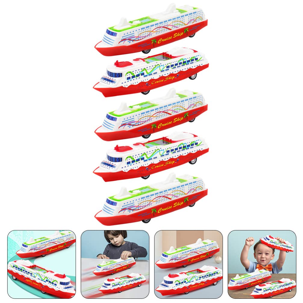 Toyvian Kreuzfahrtschiff Spielzeug Set – 5 Stück Pull-Back Boote Dampfschiffe, 16cm Rückzug Spielzeug für Badewanne Pool Mitgebsel für Kinder