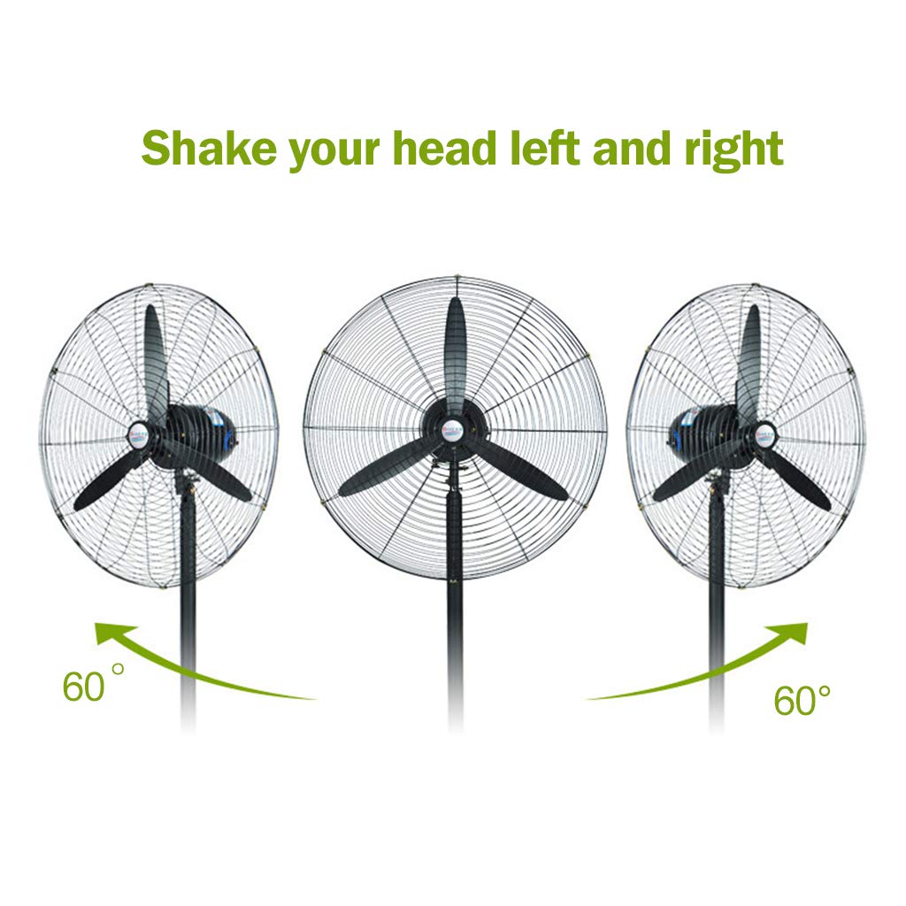 Ventilador de pie grande de 56 a 78 cm, ventilador industrial de suelo con cuchillas de aluminio, control mecánico silencioso de 3 velocidades, oscilante, para fábrica, restaurante