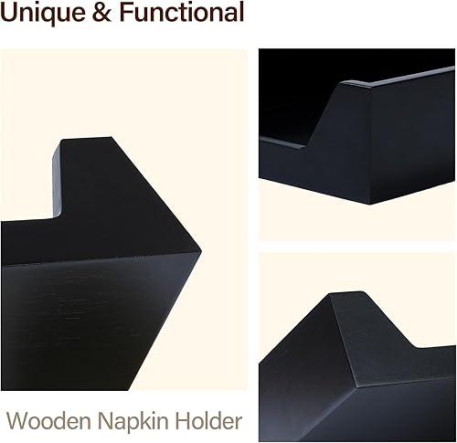 Miniatura 9 de Servilletero para mesa, dispensador de servilletas de madera con apertura lateral grande para servilletas de papel, servilletero cuadrado estilo