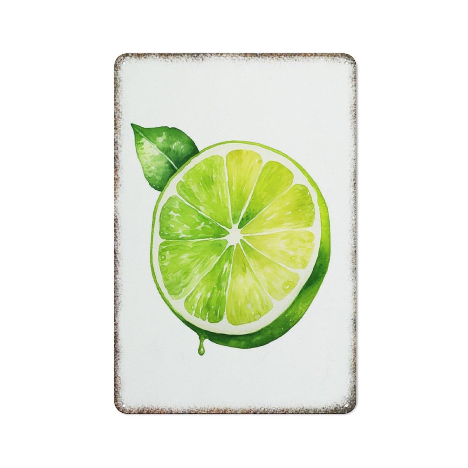 Fresh Lime Citrus Fruit Metal Plaque Farmhouse Home Interesting Rustic Style Art Wall Decor Sign 8x12 Inch