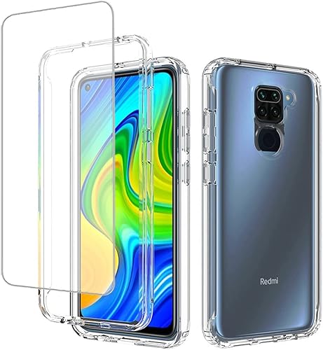 Zoeirc Funda para Redmi Note 9para Redmi 10X 4G M2003J15SC con protector de pantalla de vidrio templado, suave 360 cuerpo completo a prueba de