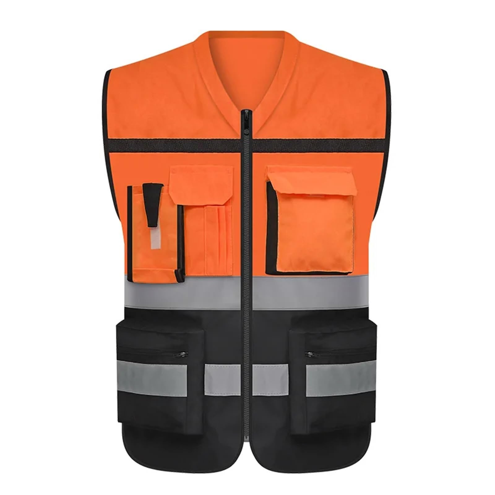 Gilet De SéCurité Gilet réfléchissant de sécurité haute visibilité, poches Design, gilet réfléchissant, sécurité routière en plein air, cyclisme, course à pied Pour Le Travail, La Course à Pied(Orange
