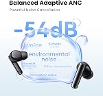 HAYLOU Flowbuds N55 Ecouteurs sans fil, Bluetooth, annulation du bruit hybride 6.0 avec 6 HD Des micros, LDAC Audio Hi-Res 40H L'heure du jeu, IPX5 Imperméable, détection dans l'oreille, personnalisable EQ Voie APP
