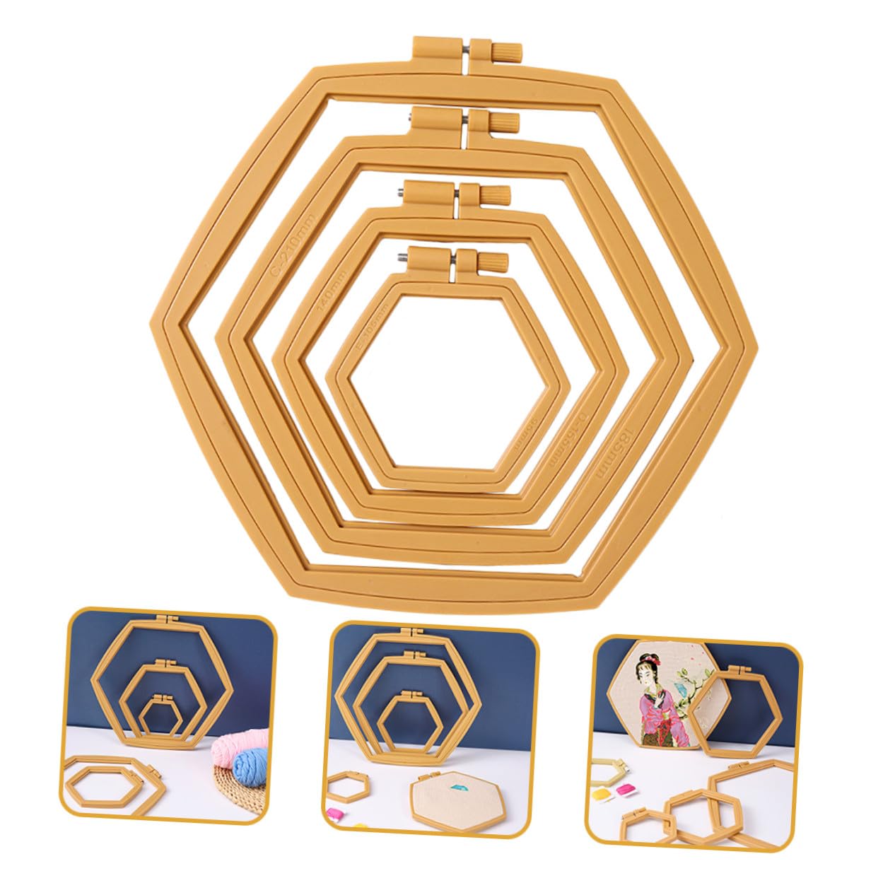 Baluue 4 Aros para Bordar Reutilizables de Abs Ajustables para Punto de Cruz Diseño Simple y Creativo, Ideales para Decoración y Aficionados al Bordado