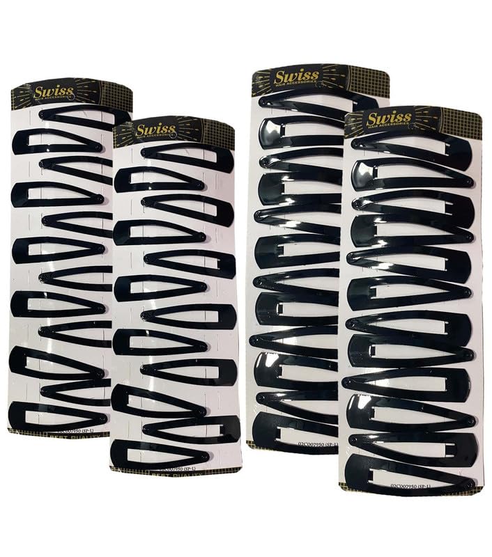 Swiss Hair Accessories Tic Tac Hair Clips for Girls & Women – Pack of 48 | 24 Clips Each in 5.5 cm & 6.5 cm | Tik Tak Pins