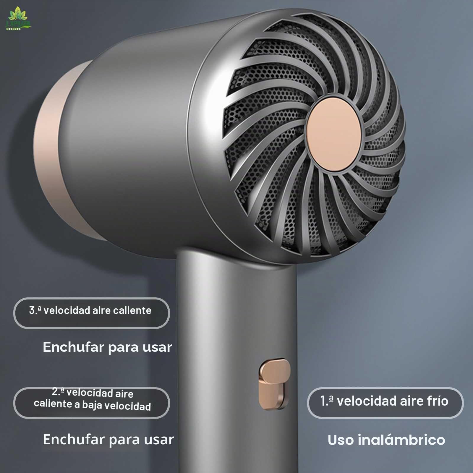 Secador De Pelo Sin Cable, 3 Velocidades De Aire Caliente Y FríO Recargable Secador Pelo Viaje, Cuidado del Cabello A Temperatura Constante 1000w Ion Negativo Secador Pelo Profesional