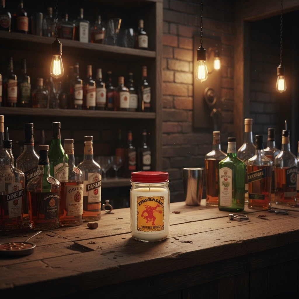 Fireballs Cinnamon Whisky Candle ~ A Candle with Nuts All Natural Premium Soy Wax ~ Red Hot Cinnamon Whiskey ~ Highly Scented ()